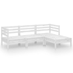 Set Divani da Giardino 4 pz Bianco in Massello di Pino Bianco