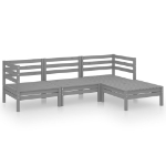 Set Divani da Giardino 4 pz in Legno Massello di Pino Grigio