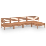 Set Divani da Giardino 5 pz in Legno Massello di Pino Miele