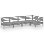 Set Salotto da Giardino 5 pz in Legno Massello di Pino Grigio