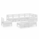 Set Divani da Giardino 8 pz in Legno Massello di Pino Bianco