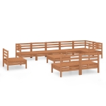 Set Divani da Giardino 10 pz in Legno Massello di Pino Miele