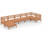 Set Divani da Giardino 7 pz in Legno Massello di Pino Miele