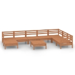 Set Divani da Giardino 9 pz in Legno Massello di Pino Miele