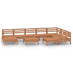 Set Divani da Giardino 10 pz in Legno Massello di Pino Miele