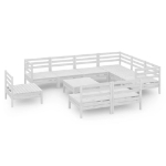 Set Divani da Giardino 10 pz in Legno Massello di Pino Bianco