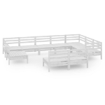 Set Salotto da Giardino 10 pz in Legno Massello di Pino Bianco