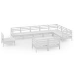 Set Divani da Giardino 10 pz Bianco in Legno Massello di Pino