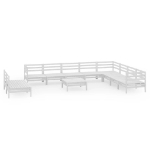 Set Divani da Giardino 11 pz in Legno Massello di Pino Bianco