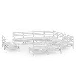 Set Salotto da Giardino 11 pz in Legno Massello di Pino Bianco