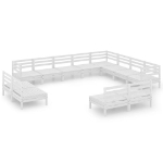 Set Divani da Giardino 12 pz in Legno Massello di Pino Bianco