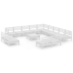 Set Divani da Giardino 14 pz in Legno Massello di Pino Bianco