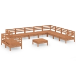 Set Divani da Giardino 11 pz in Legno Massello di Pino Miele