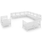 Set Divani da Giardino 11 pz in Legno Massello di Pino Bianco