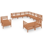 Set Divani da Giardino 11 pz in Legno Massello di Pino Miele