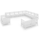 Set Divani da Giardino 12 pz in Legno Massello di Pino Bianco