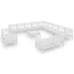 Set Divani da Giardino 14 pz in Legno Massello di Pino Bianco