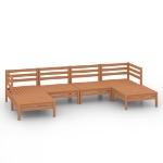 Set Divani da Giardino 6 pz Miele in Legno Massello di Pino