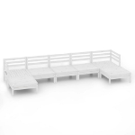 Set Divani da Giardino 7 pz Bianco in Legno Massello di Pino