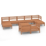 Set Salotto da Giardino 10 pz Miele in Legno Massello di Pino