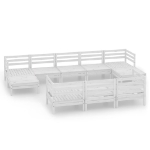 Set Divani da Giardino 10 pz Bianco in Legno Massello di Pino