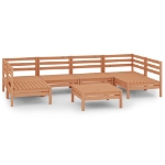 Set Divani da Giardino 7 pz Miele in Legno Massello di Pino