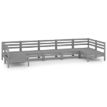 Set Salotto da Giardino 7 pz Grigio in Legno Massello di Pino