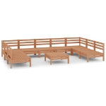 Set Divani da Giardino 10 pz Miele in Legno Massello di Pino