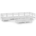 Set Salotto da Giardino 9 pz Bianco in Legno Massello di Pino