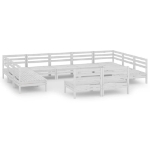 Set Divani da Giardino 11 pz Bianco in Legno Massello di Pino