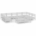 Set Divani da Giardino 11 pz Bianco in Legno Massello di Pino