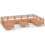 Set Divani da Giardino 10 pz Miele in Legno Massello di Pino