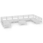 Set Divani da Giardino 11 pz Bianco in Legno Massello di Pino