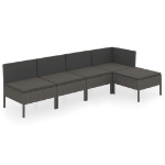 Set Divani da Giardino 5 pz con Cuscini in Polyrattan Grigio