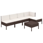 Set Divani da Giardino 6 pz con Cuscini in Polyrattan Marrone