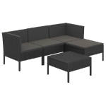 Set Divani da Giardino 5 pz con Cuscini in Polyrattan Nero