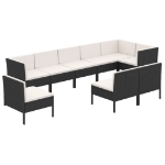 Set Divani da Giardino 9 pz con Cuscini in Polyrattan Nero