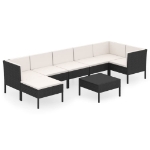 Set Divani da Giardino 8 pz con Cuscini in Polyrattan Nero