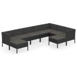 Set Divani da Giardino 9 pz con Cuscini in Polyrattan Nero