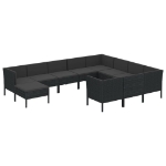 Set Divani da Giardino 11 pz con Cuscini in Polyrattan Nero