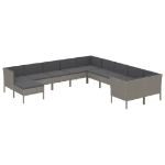 Set Divani da Giardino 11 pz con Cuscini in Polyrattan Grigio