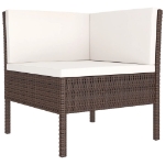 Set Divani da Giardino 6 pz con Cuscini in Polyrattan Marrone