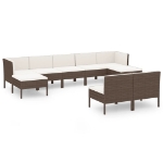 Set Divani da Giardino 9 pz con Cuscini in Polyrattan Marrone