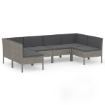 Set Divani da Giardino 8 pz con Cuscini in Polyrattan Grigio