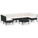 Set Divani da Giardino 8 pz con Cuscini in Polyrattan Nero