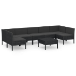 Set Divani da Giardino 8 pz con Cuscini in Polyrattan Nero