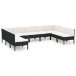 Set Divani da Giardino 9 pz con Cuscini in Polyrattan Nero