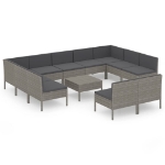 Set Divani da Giardino 12 pz con Cuscini in Polyrattan Grigio