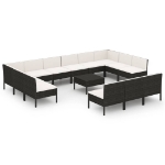 Set Divani da Giardino 14 pz con Cuscini in Polyrattan Nero