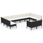 Set Divani da Giardino 12 pz con Cuscini in Polyrattan Nero